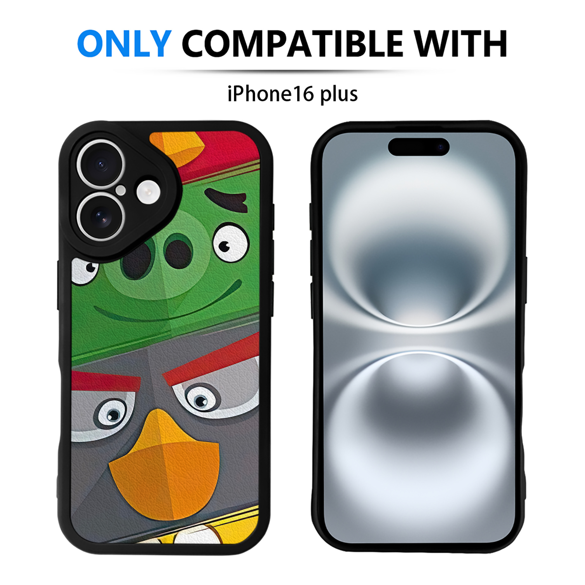 （画像用） Angry Birds アングリーバード 【iPhone 16シリーズ対応】シリコンスマホケース（レザー調） 材質：シリコン